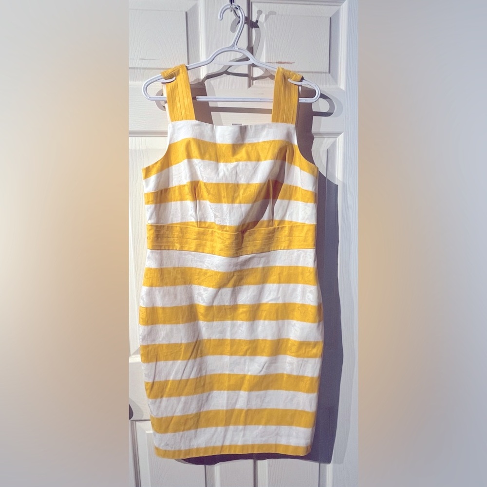Anne Taylor Yellow and White Striped Dress NWT